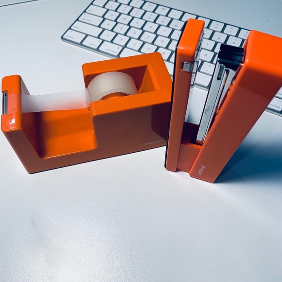 Poppin Office Poppin Bright Orange Stapler And Tape Dispenser